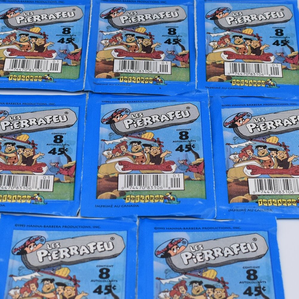 8x The Flintstones 8 Collectable Stickers Pack Tougaroo Vintage English/French - Picture 9 of 10